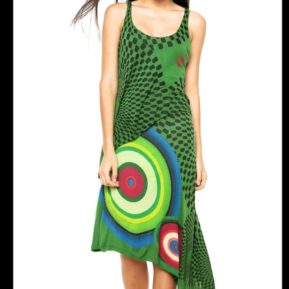 Desigual Yamas asymmetrical Dress with Beaded Details Size Small - Picture 1 of 5